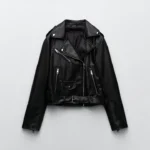 Black Leather Motorcycle Biker Jacket