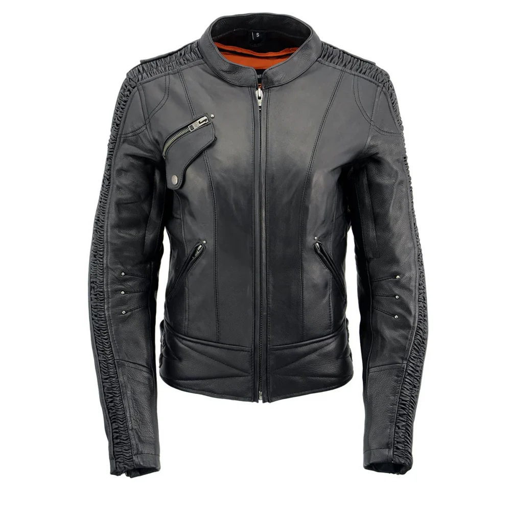 Classic black leather biker jacket