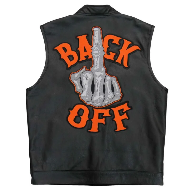 Black Back Off Finger Leather Vest
