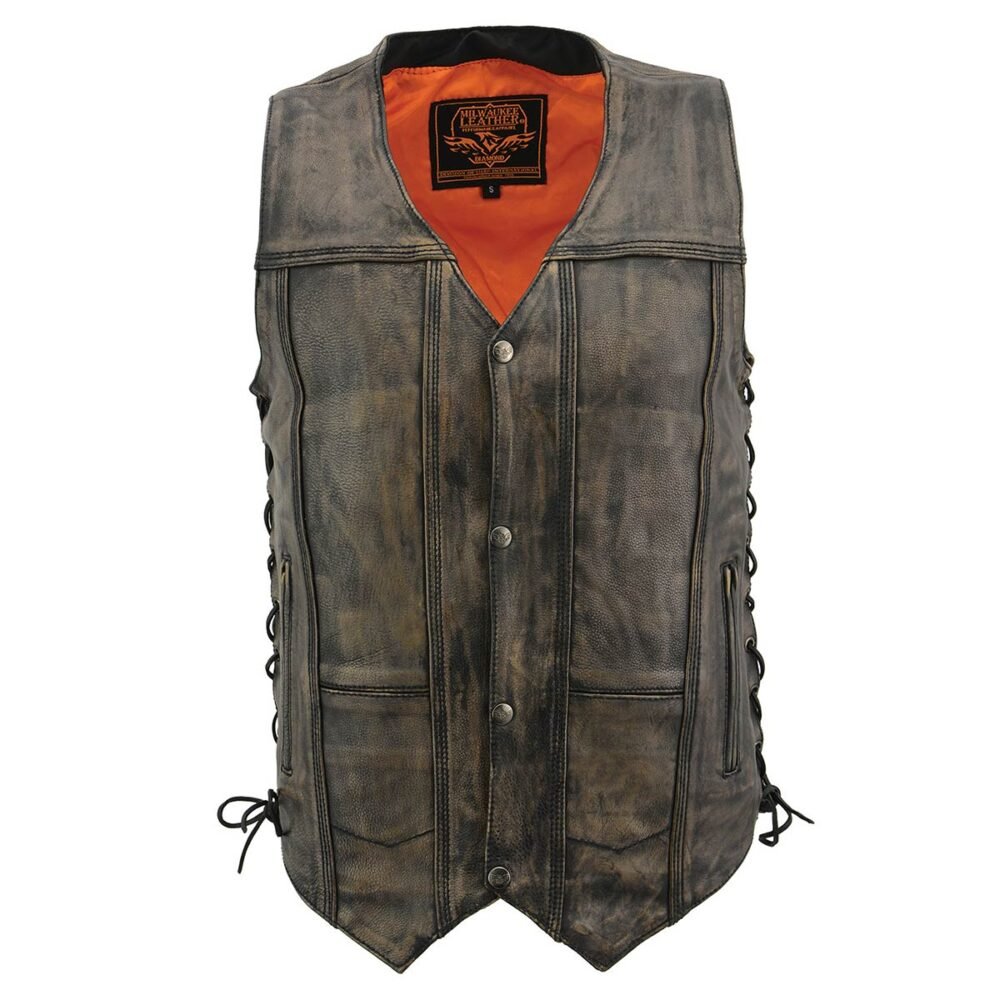 Distressed Brown Motorcycle Leather Vest