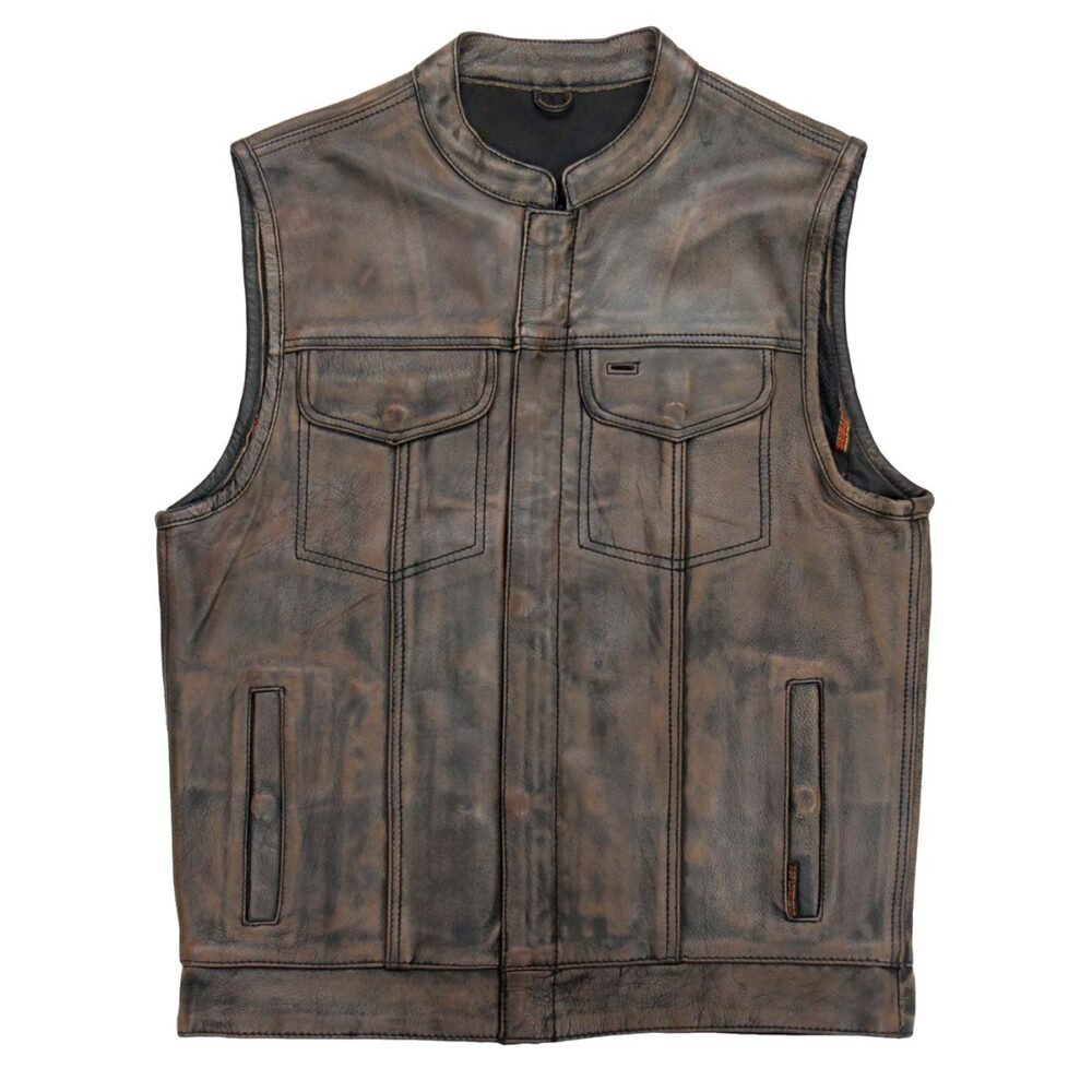 Distressed Brown Leather Rider’s Vest