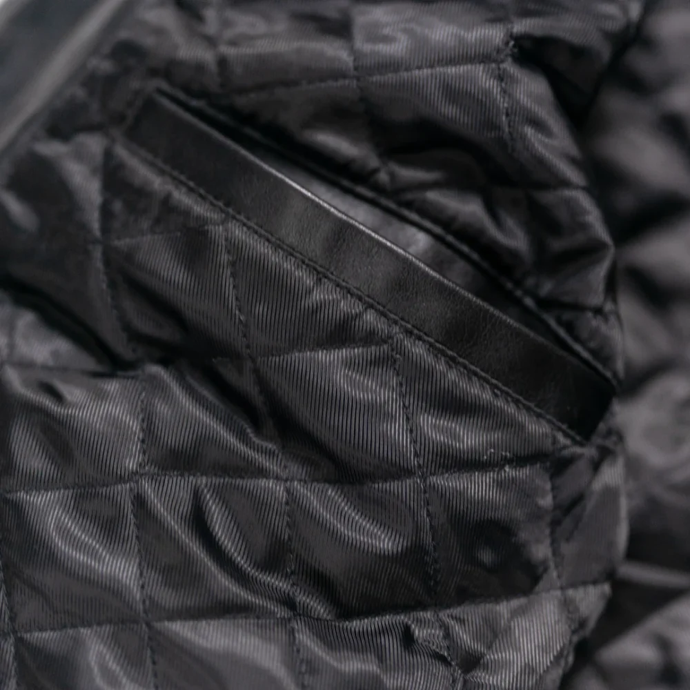 Black quilted bomber jacket