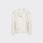 Chic Women's White Motorcycle Leather Jacket