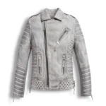 Chrome White Waxed Biker Jacket for Riders