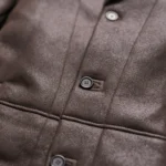 Leather blazer with fur collar