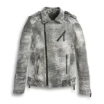 Classic Storm Grey Leather Biker Jacket for Men