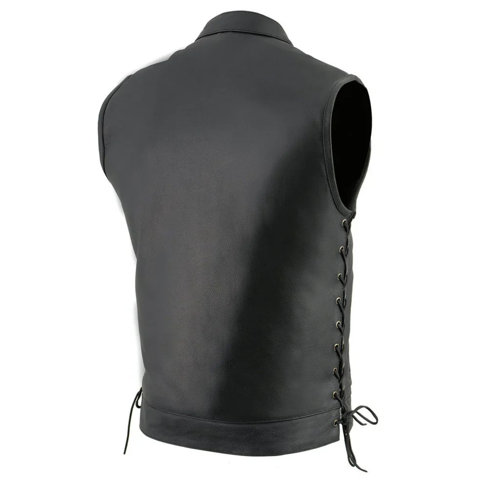 Men’s Black Leather Riding Vest