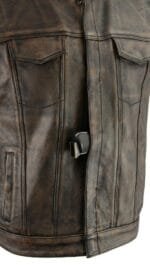 Distressed Brown Leather Biker Vest
