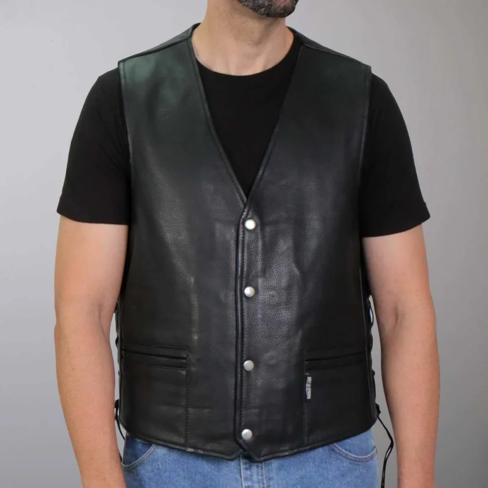 Motorcycle Black Leather Vest