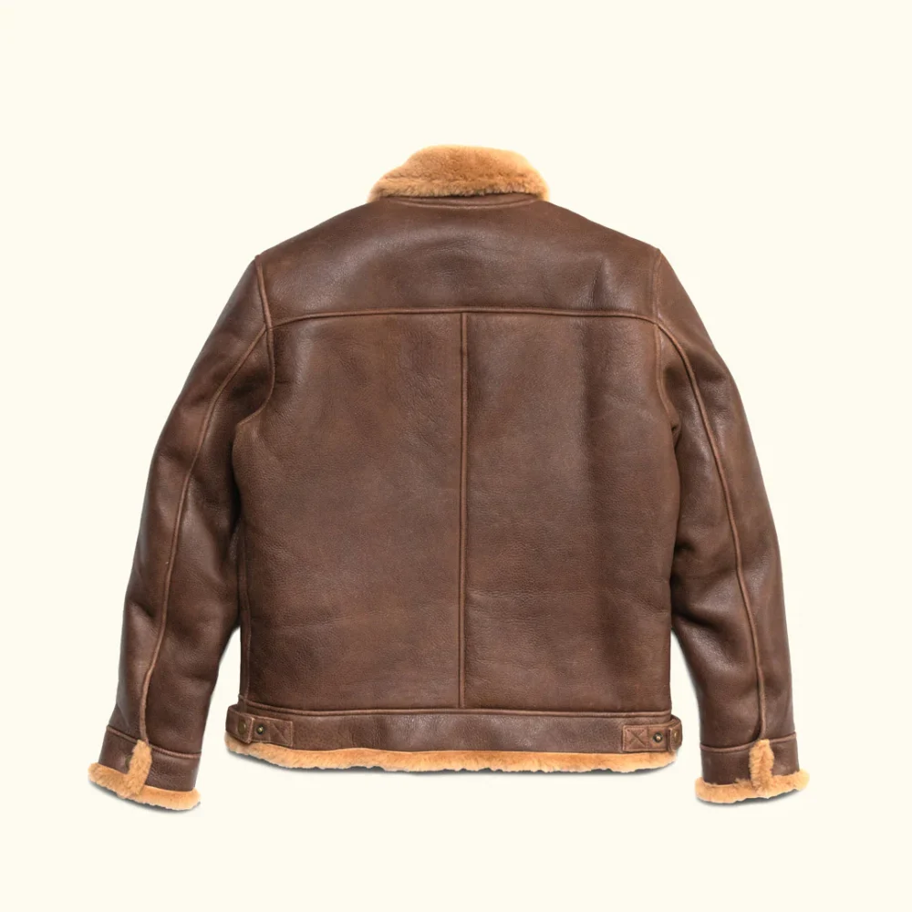 Fur-lined bomber leather jacket