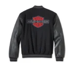 Leather varsity jacket for bikers