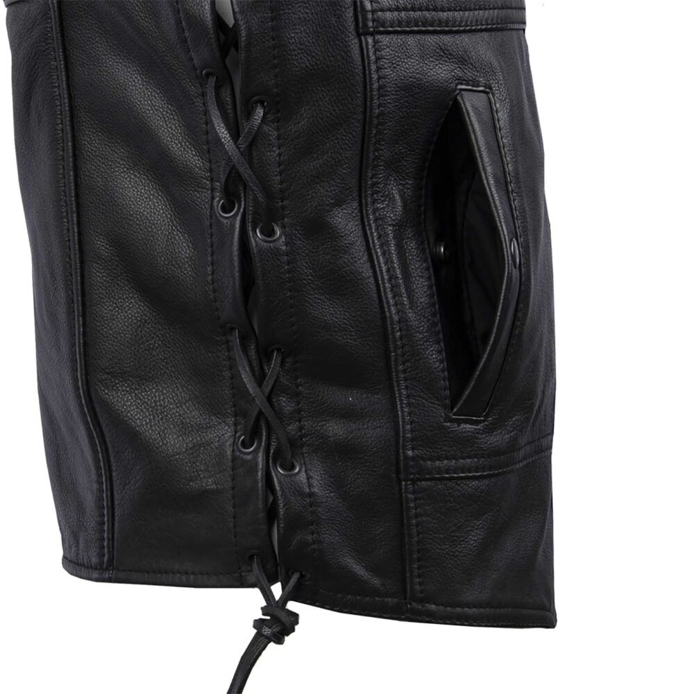 Men’s Black Leather Biker Vest