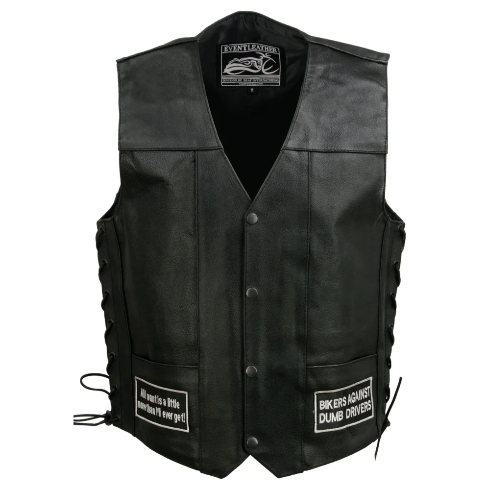 Men’s Black Leather Vest