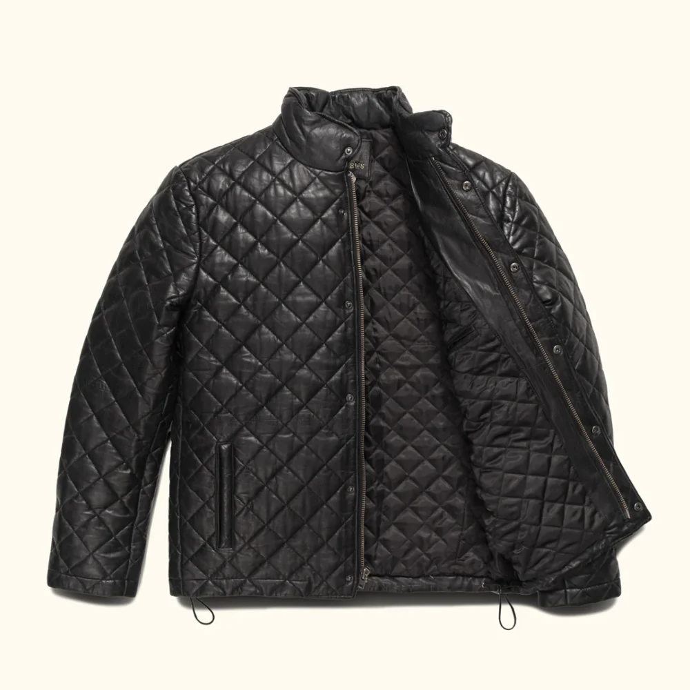 Quilted black biker jacket