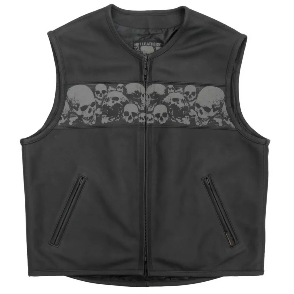 Men’s Ancient Skulls Leather Vest