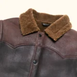 Brown leather shearling vest