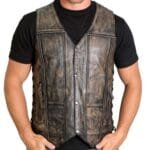 Men's Distressed Brown Leather Vest