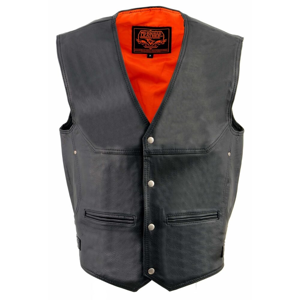 Leather Side Buckle Motorcycle Rider Vest