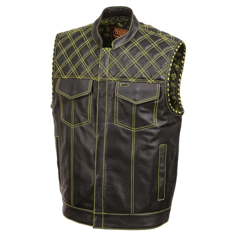 Neon Green Stitching Leather Vest