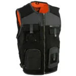Black Leather Vest with Pockets
