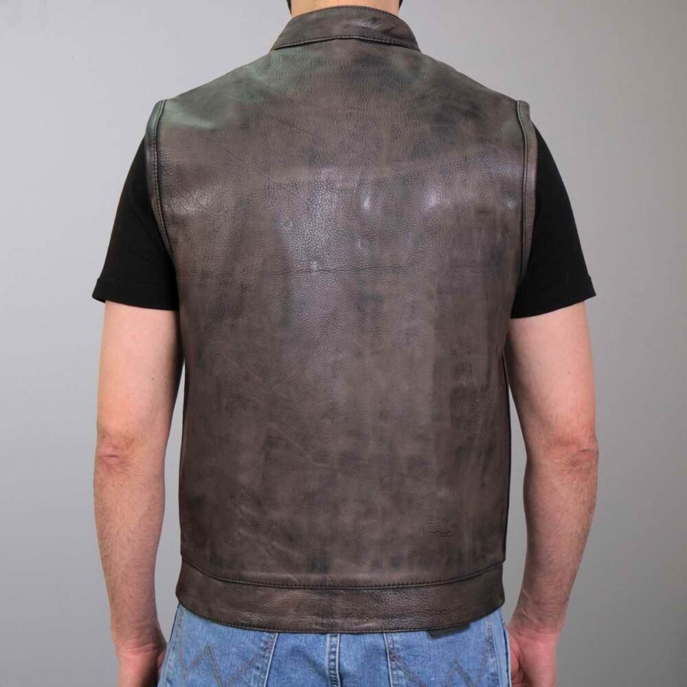 Distressed Brown Leather Club Vest