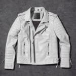 Men's White Pearl Leather Riding Jacket