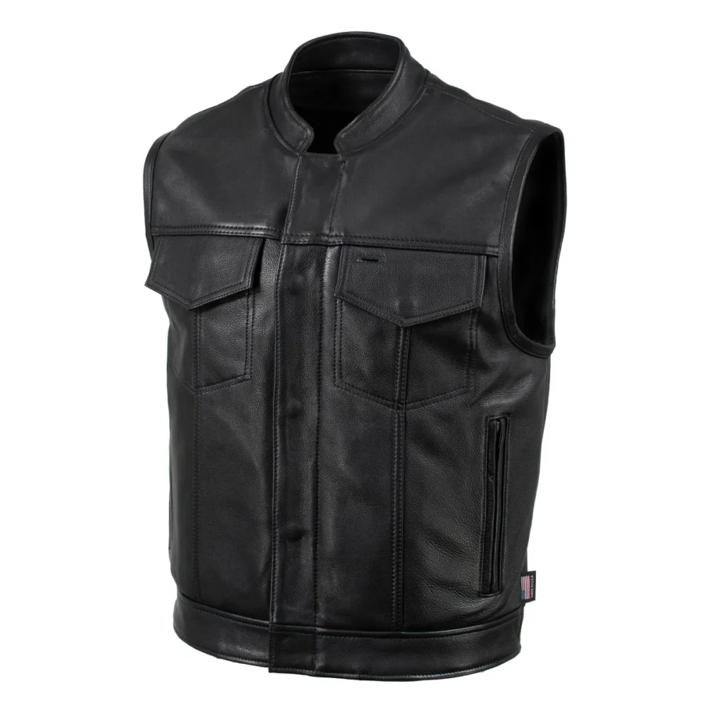 Black Motorcycle Leather Vest