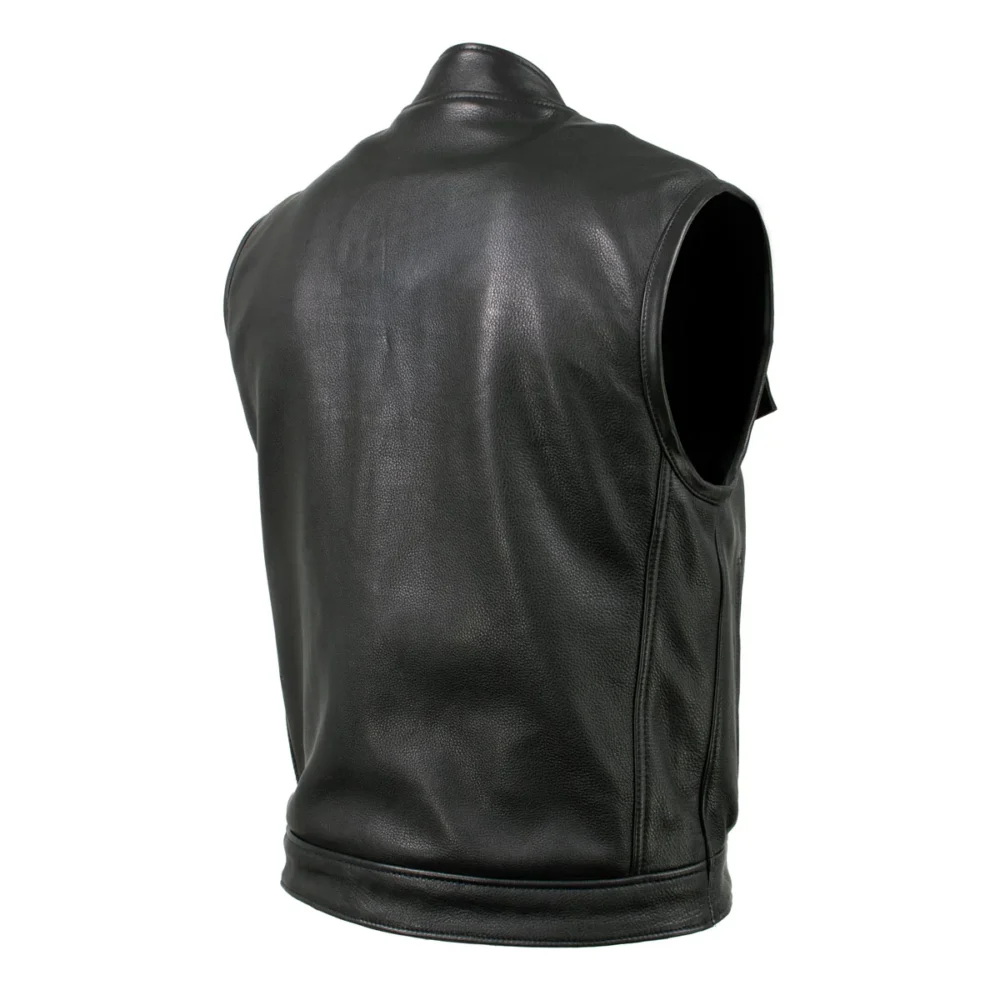 Black Leather Biker Vest