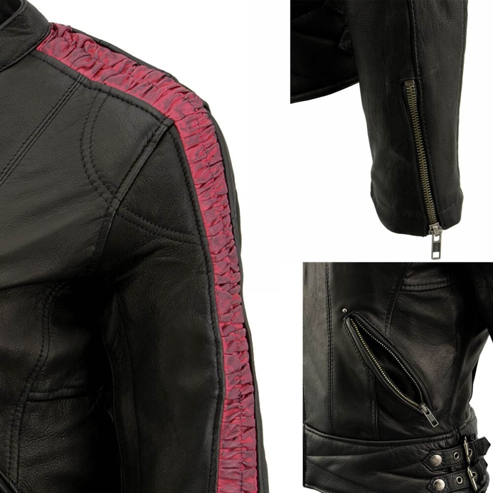 Stylish black and pink biker jacket