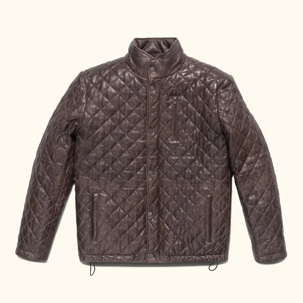 Brown Quilted Leather Jacket