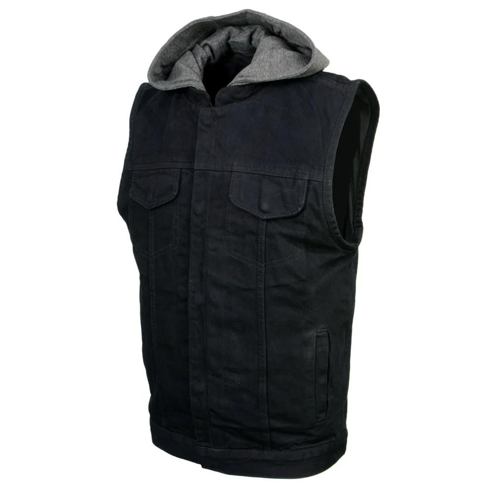 Black Denim Club Style Biker Vest