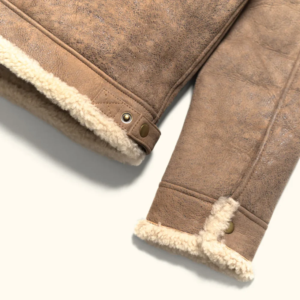 Brown shearling bomber jacket