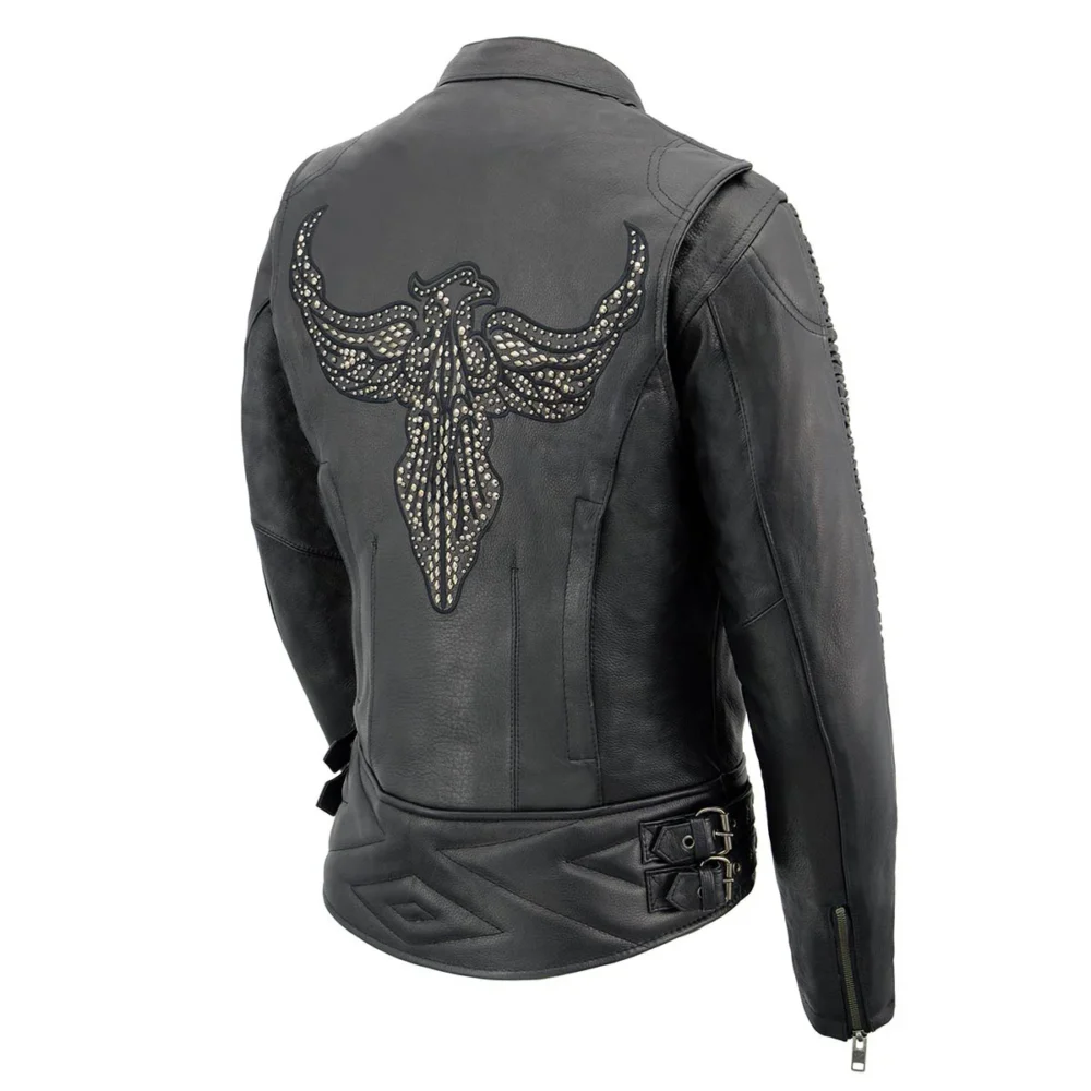 black leather motorcycle jacket