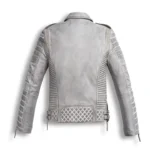 Stylish Chrome White Biker Leather Jacket