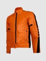 Orange Biker Leather Jacket