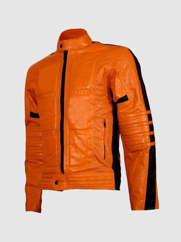 Orange Biker Leather Jacket