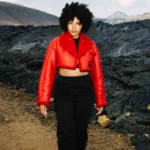 Women Red Faux Fur Shearling Sheepskin Leather Jacket