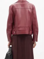 Womens Casual Maroon Oversized Leather Jacket