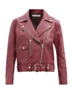 Leather Maroon Biker Jacket