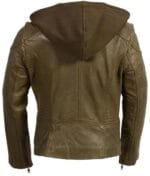Olive Green Hood Jacket for Women Bikers