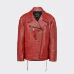 Women's Red Sheepskin Leather Riding Jacket