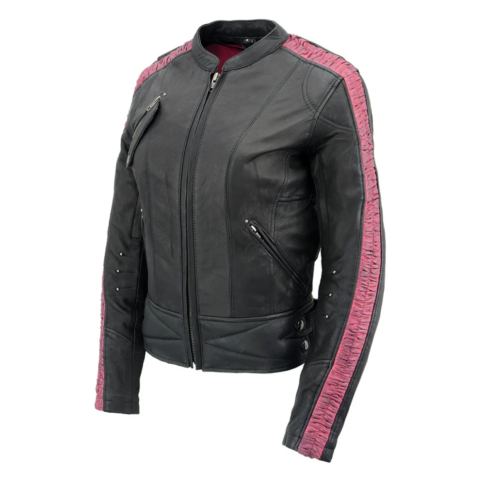 Black and pink racer jacket for women