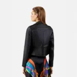 leek Women's Black Leather Biker Jacket